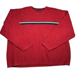 Y2K BKE Resistance Strength Mens XXL Red Cotton Crewneck Striped Sweater 130884H